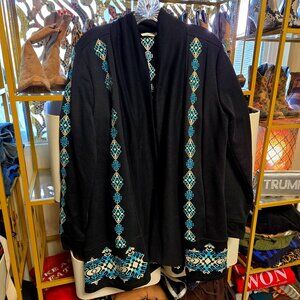 Tasha Polizzi Black Horseshoe Western Cotton Cardigan Ret.$248 sell $89